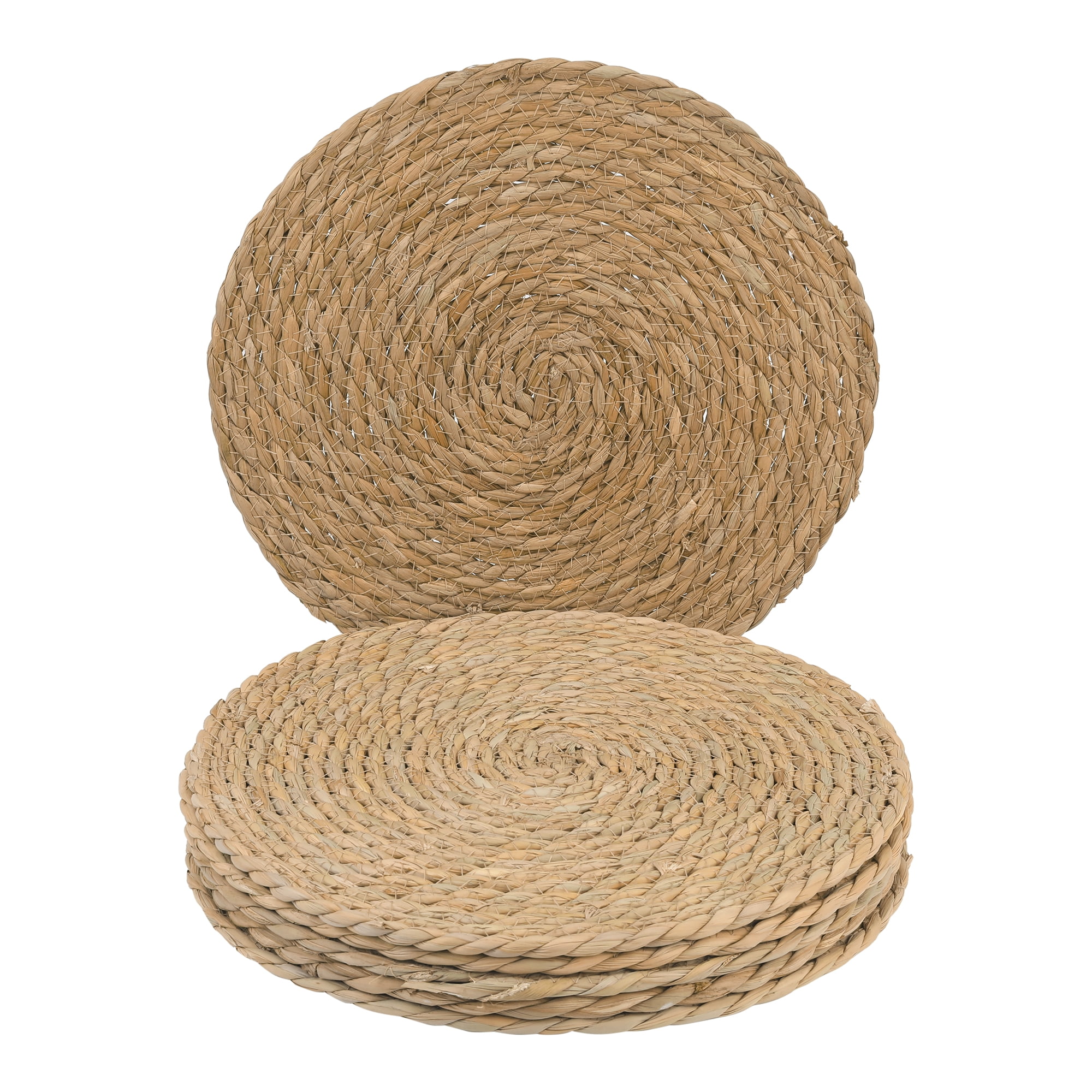 Unique Bargains Set of 6 Farmhouse Straw Woven Placemats Brown 11.8inch