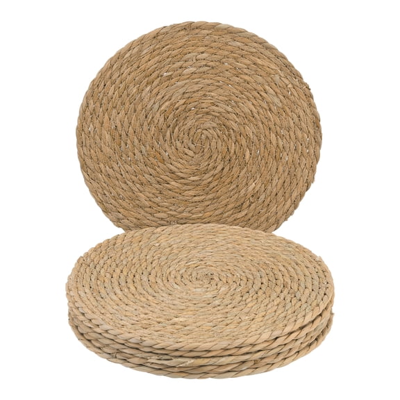 Unique Bargains Set of 6 Farmhouse Straw Woven Placemats Brown 11.8inch