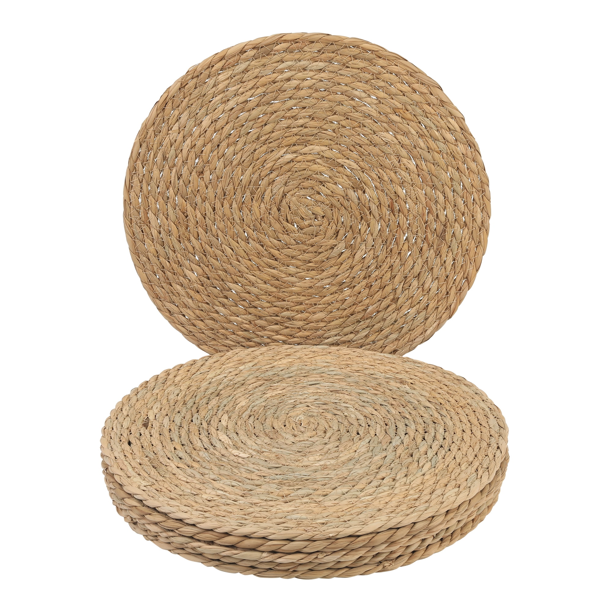 Unique Bargains Set of 6 Farmhouse Straw Woven Placemats Brown 13*13inch