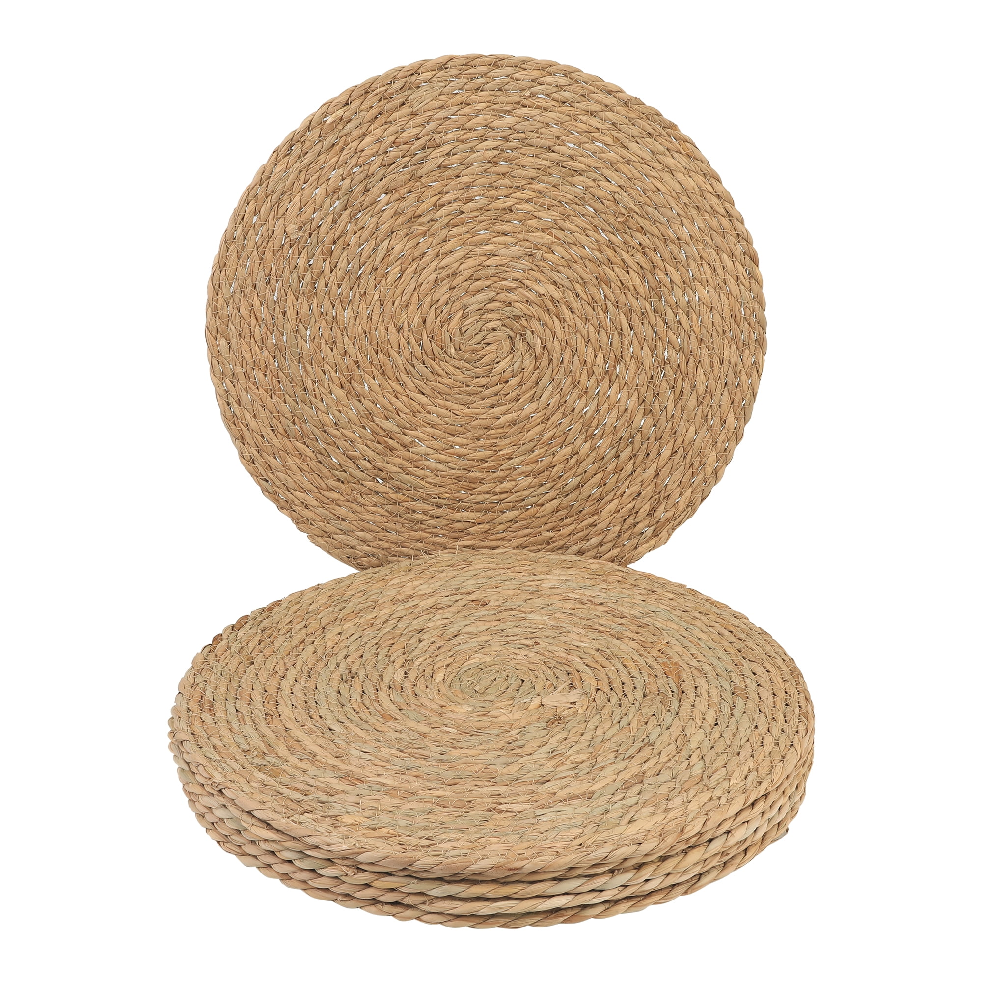 Unique Bargains Set of 6 Farmhouse Straw Woven Placemats Brown 15inch