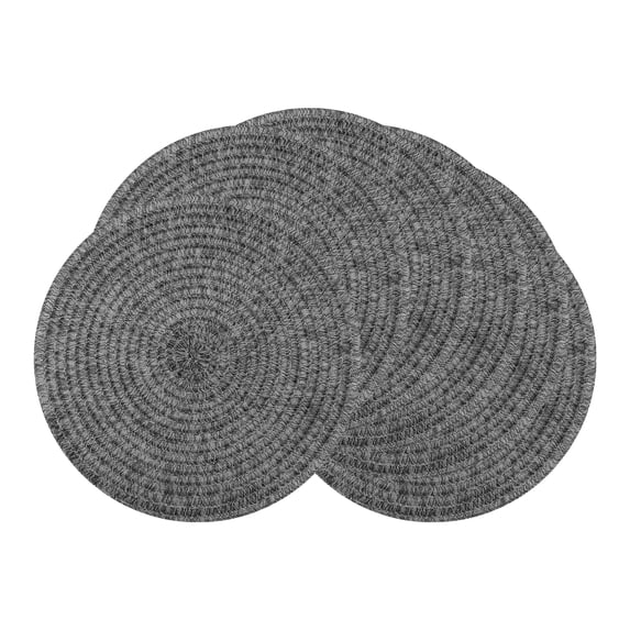 Unique Bargains Set of 6 Farmhouse Woven Placemat for Dining Table Black