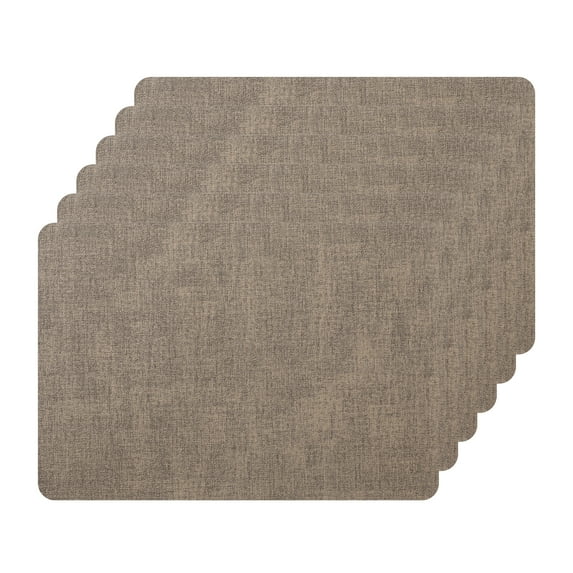 Unique Bargains Set of 6 Faux Leather Heat Resistant Waterproof Dining PU Place Mats Khaki