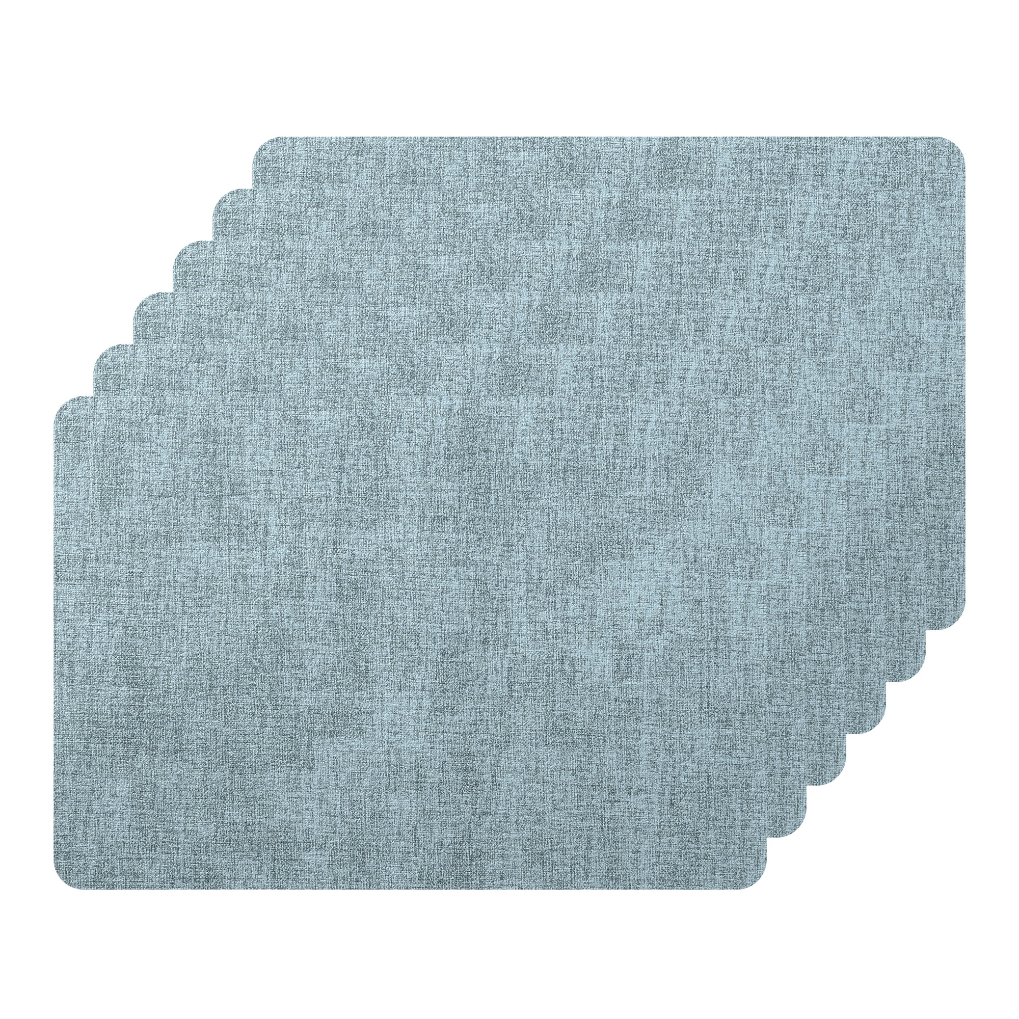 Unique Bargains Set of 6 Faux Leather Heat Resistant Waterproof Dining PU Place Mats Light Blue