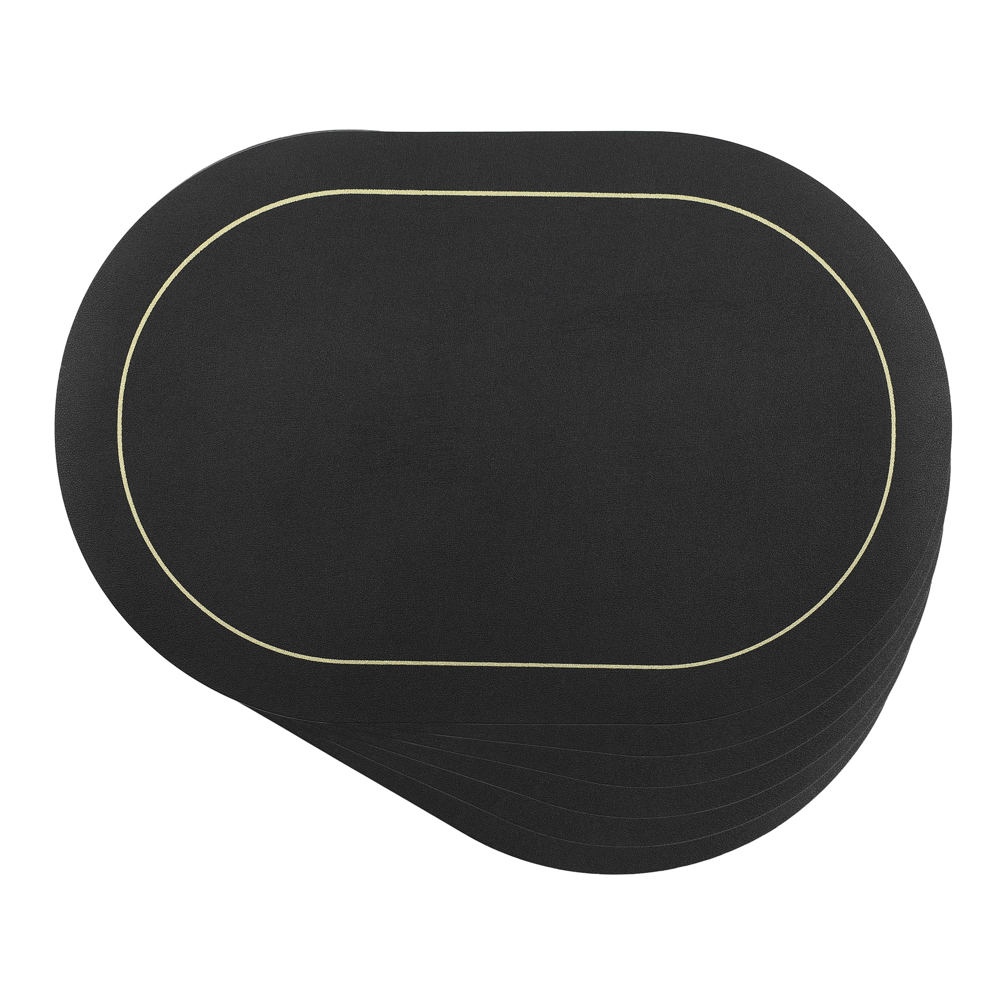 Unique Bargains Set of 6 Faux Leather Placemats Black