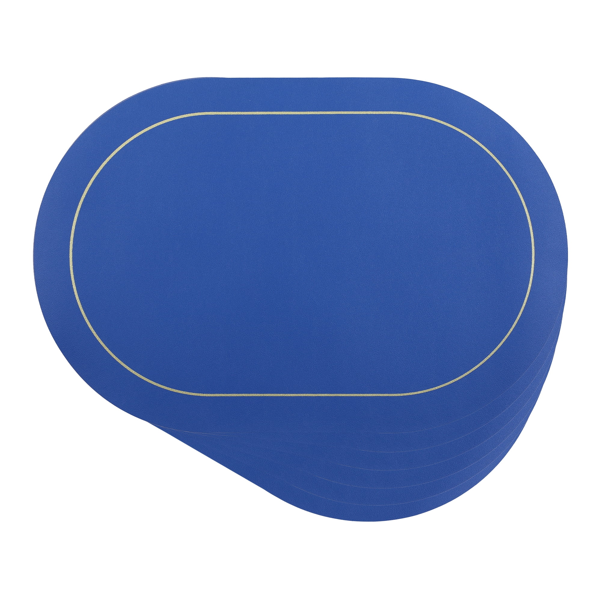 Unique Bargains Set of 6 Faux Leather Placemats Blue