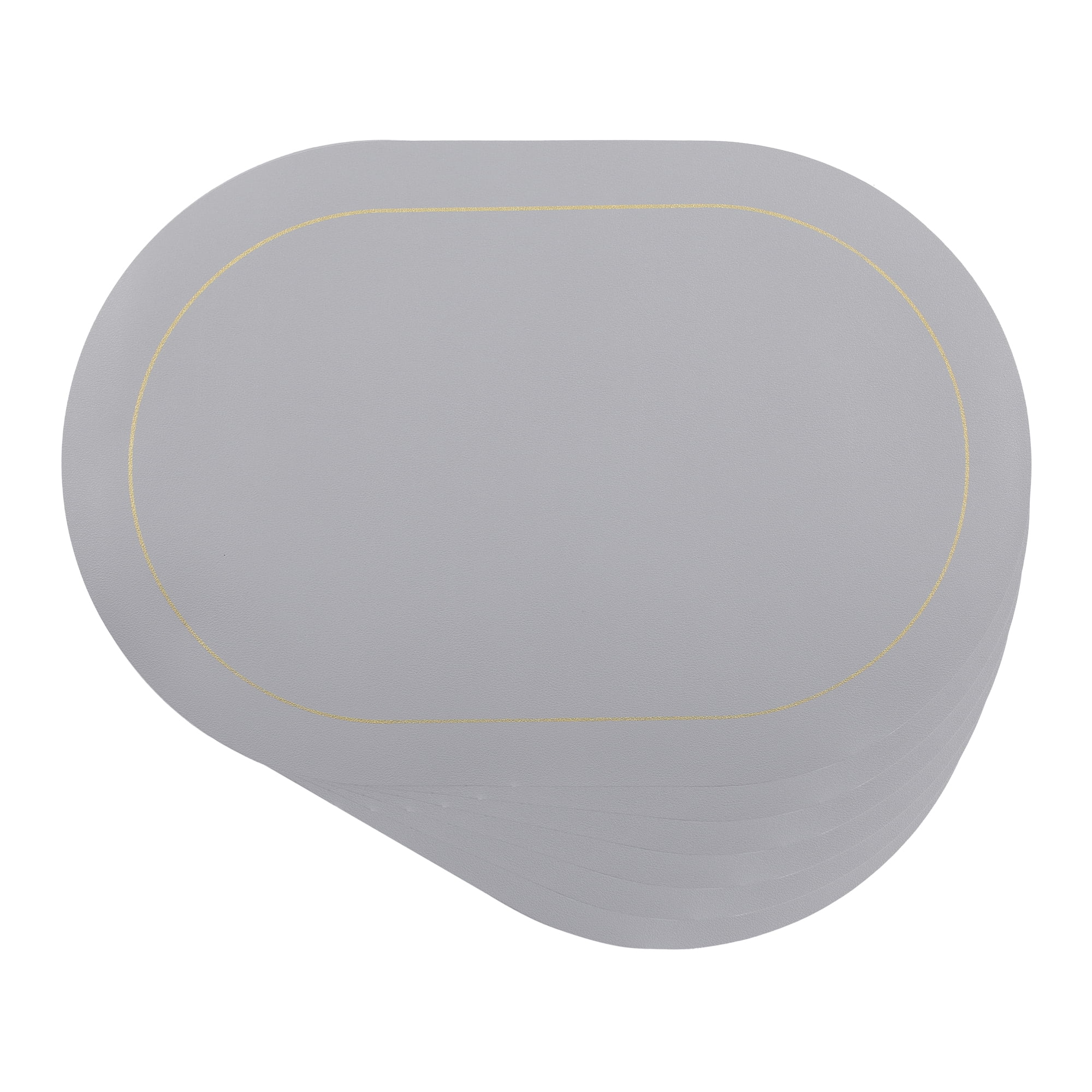 Unique Bargains Set of 6 Faux Leather Placemats Gray