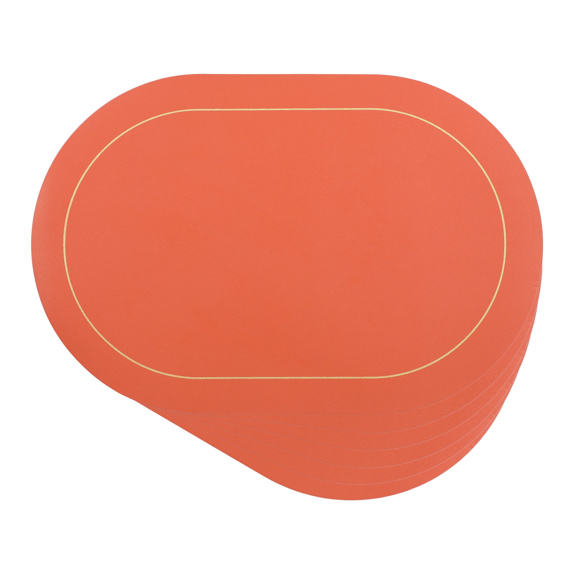 Unique Bargains Set of 6 Faux Leather Placemats Orange