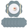 thumbnail image 1 of Unique Bargains Set of 6 Faux Leather Placemats for Kitchen Table Decor Blue 15"x15", 1 of 7