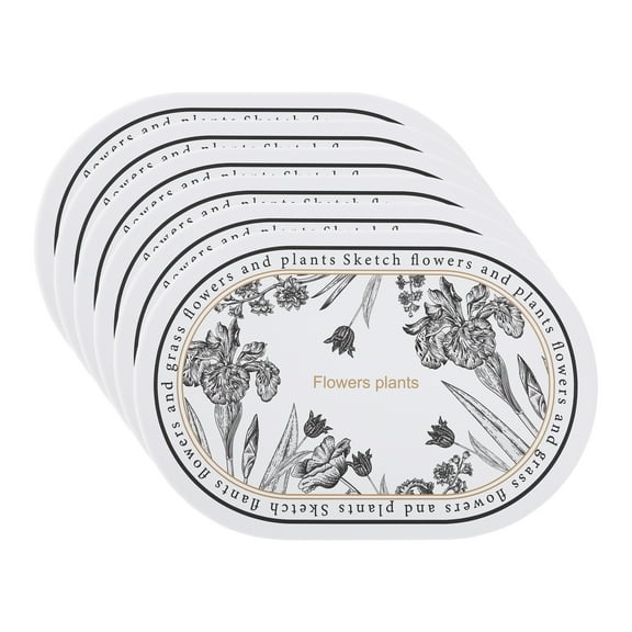 Unique Bargains Set of 6 Floral Leather Placemats for Dining Table Decor Beige