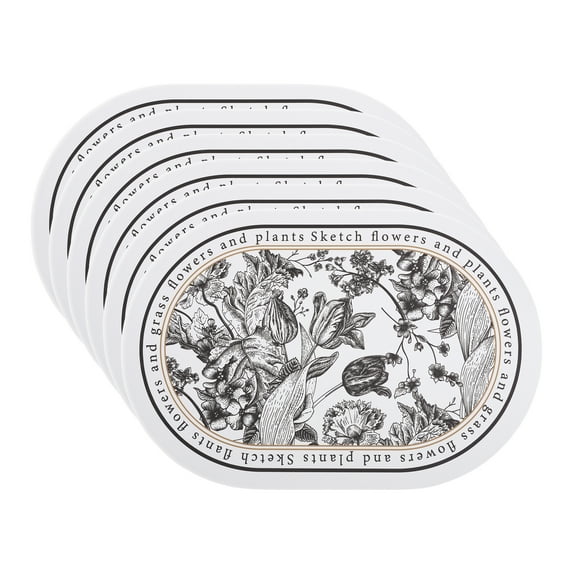 Unique Bargains Set of 6 Floral Leather Placemats for Dining Table Decor Floral