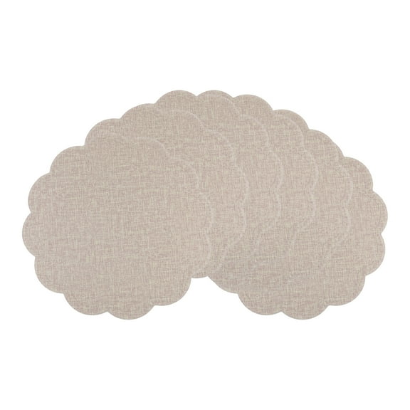 Unique Bargains Set of 6 Flower Placemats for Kitchen Beige 15*15in