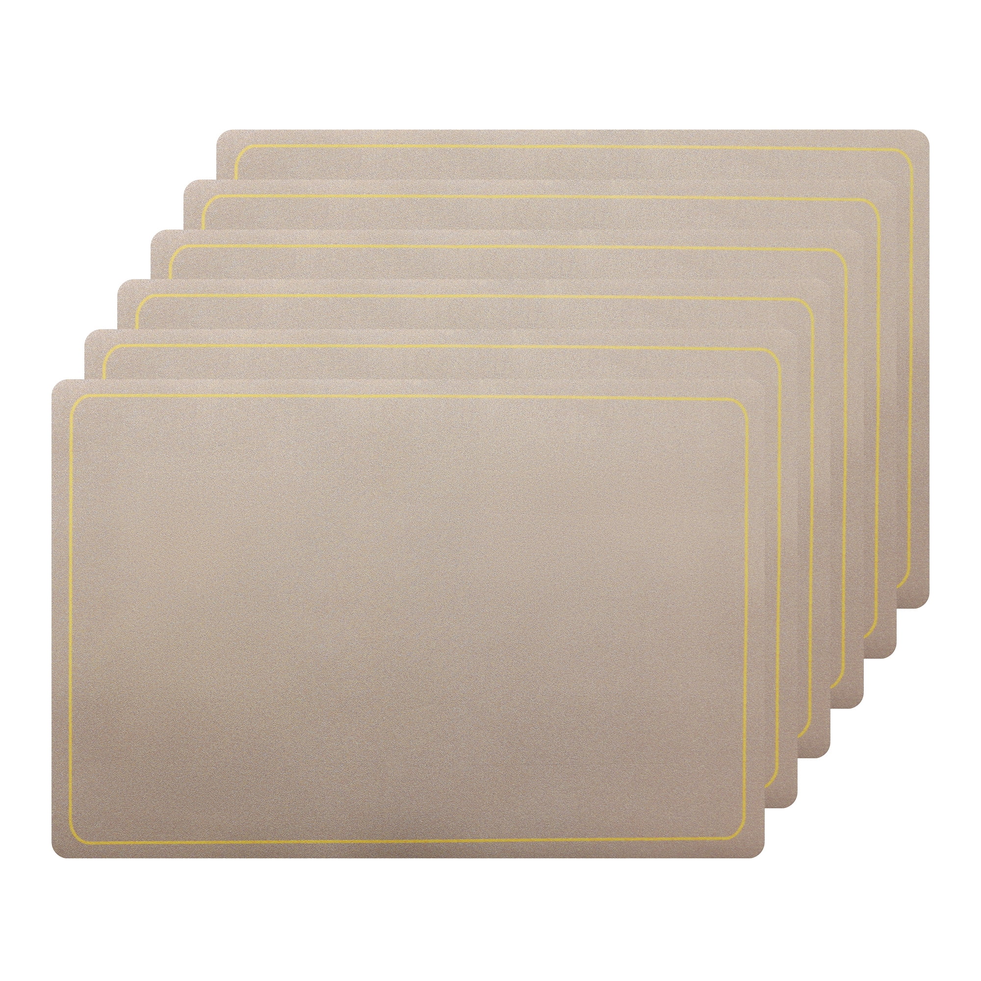 Unique Bargains Set of 6 Heat Resistant Faux Leather Placemats for Kitchen Dining Room Champagne