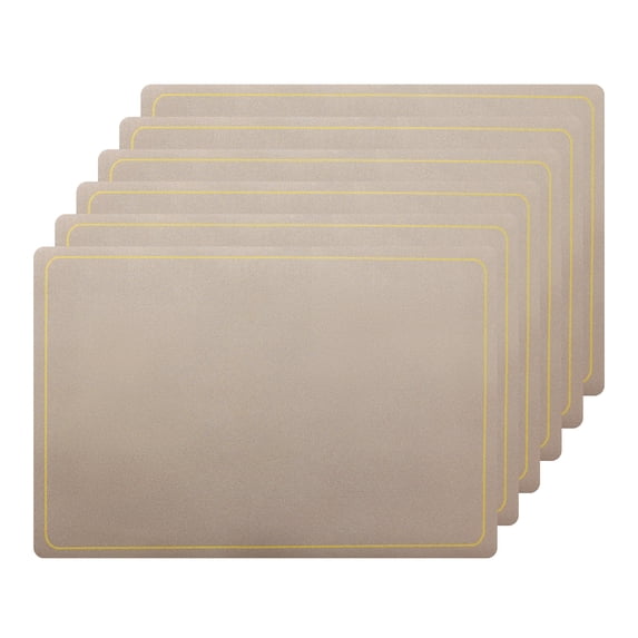 Unique Bargains Set of 6 Heat Resistant Faux Leather Placemats for Kitchen Dining Room Champagne