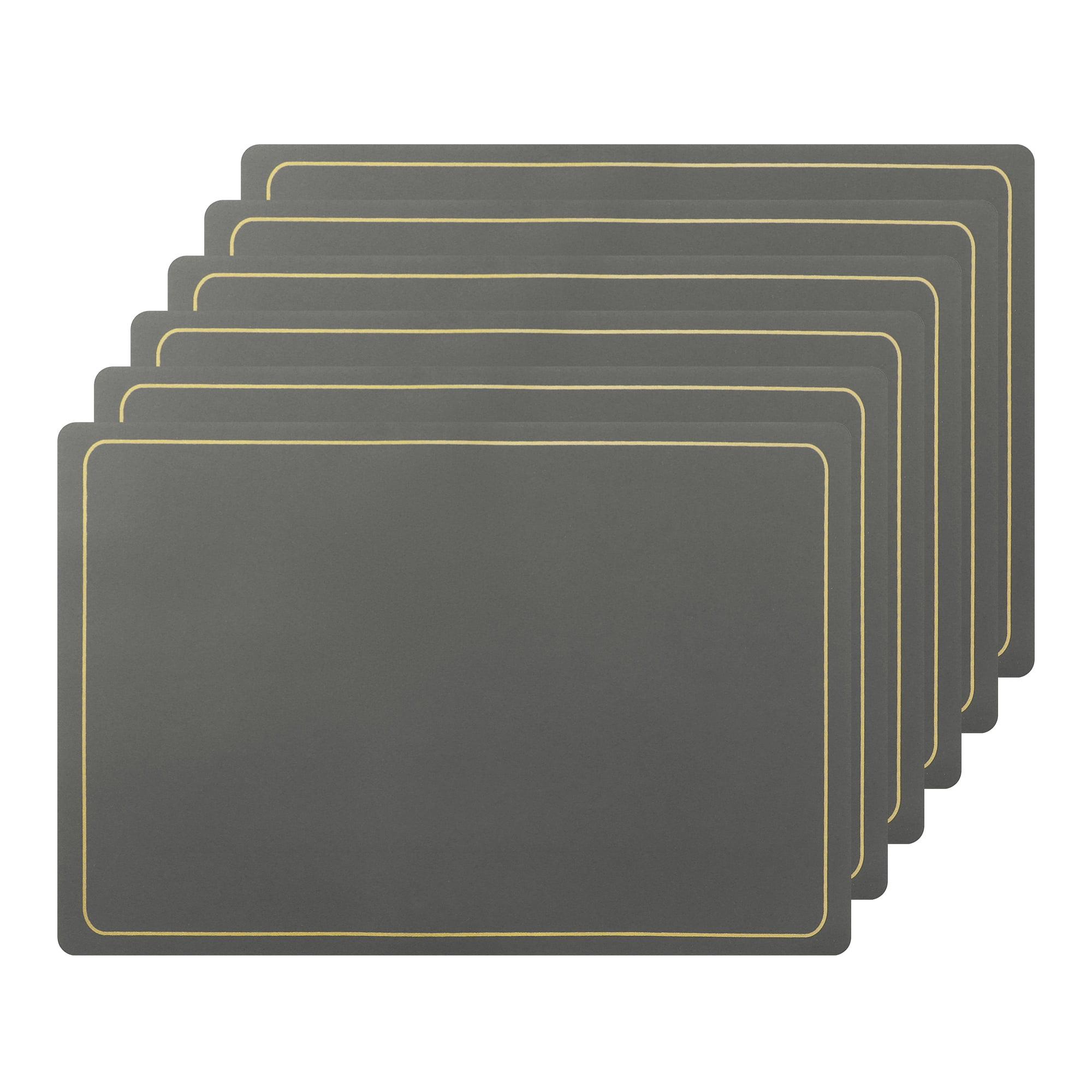 Unique Bargains Set of 6 Heat Resistant Faux Leather Placemats for Kitchen Dining Room Grey