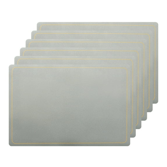 Unique Bargains Set of 6 Heat Resistant Faux Leather Placemats for Kitchen Dining Room Silver