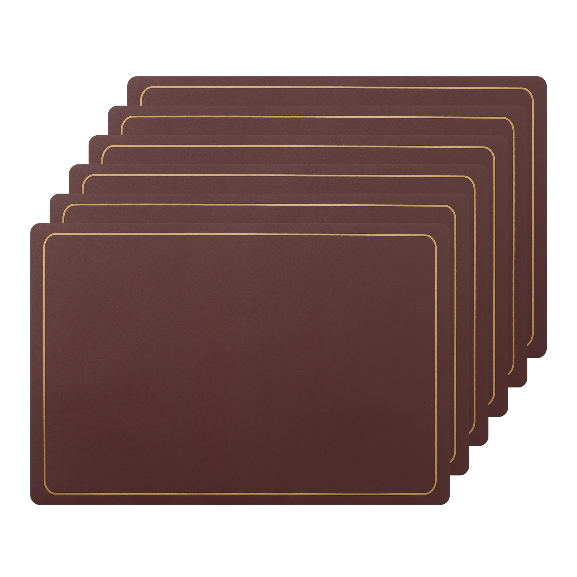 Unique Bargains Set of 6 Heat Resistant Faux Leather Placemats for Kitchen Dining Room Wine Red