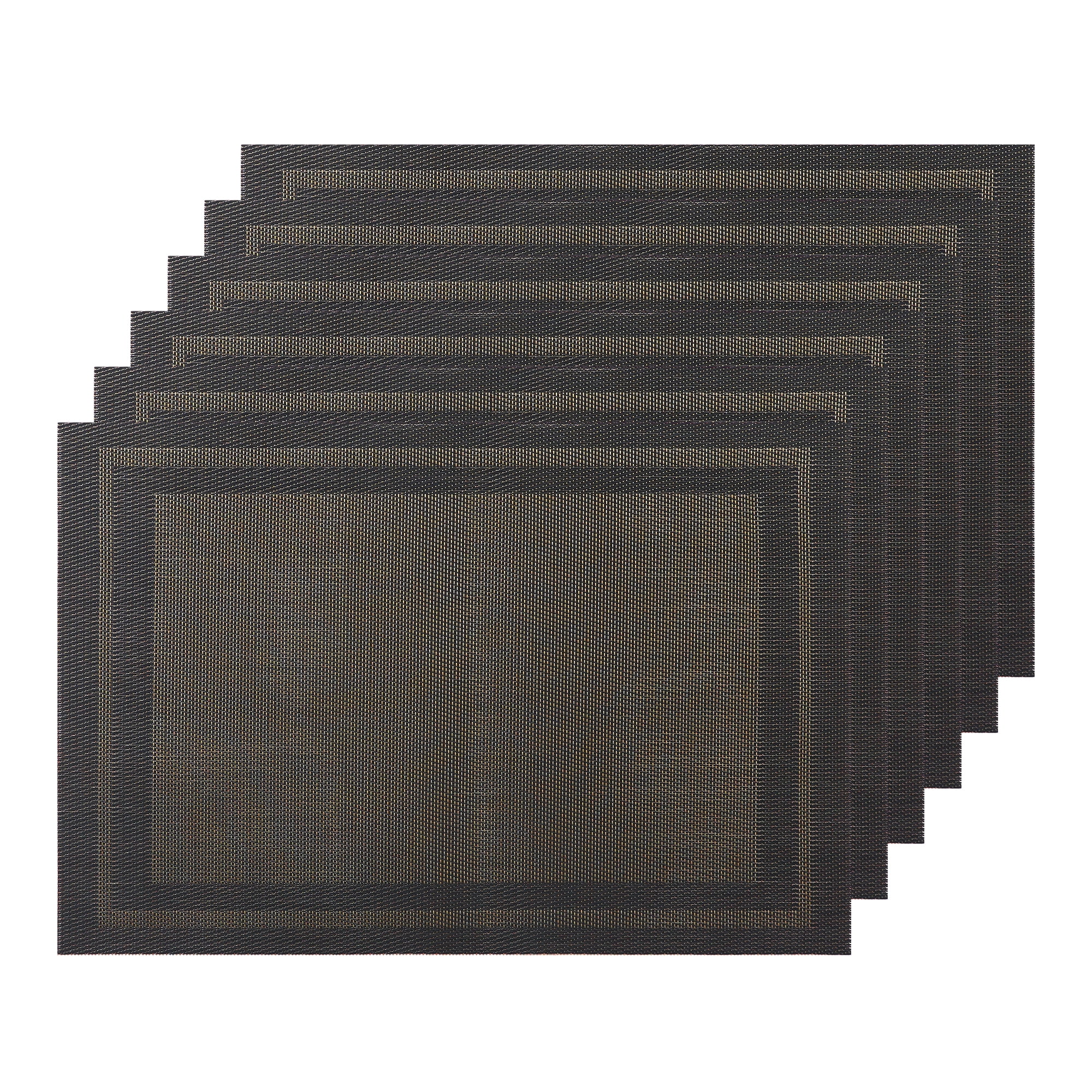 Unique Bargains Set of 6 Heat-resistant Washable Modern Polyvinyl Chloride Placemats Black 18x12 Inch