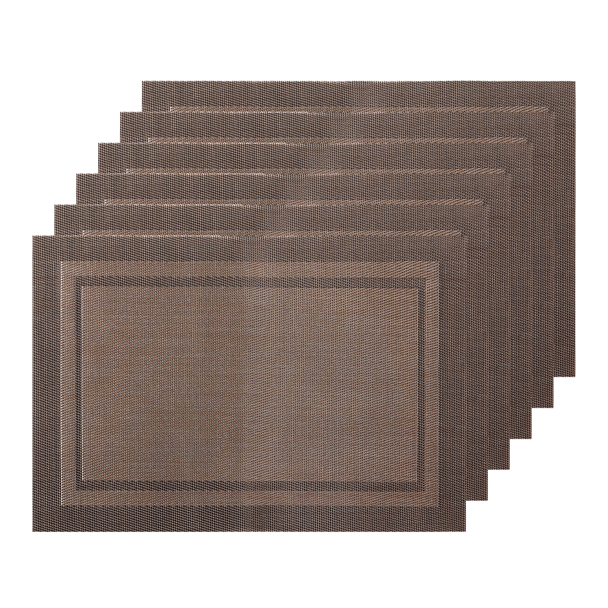 Unique Bargains Set of 6 Heat-resistant Washable Modern Polyvinyl Chloride Placemats Dark Coffee 18x12 Inch