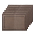 thumbnail image 1 of Unique Bargains Set of 6 Heat-resistant Washable Modern Polyvinyl Chloride Placemats Dark Coffee 18x12 Inch, 1 of 6