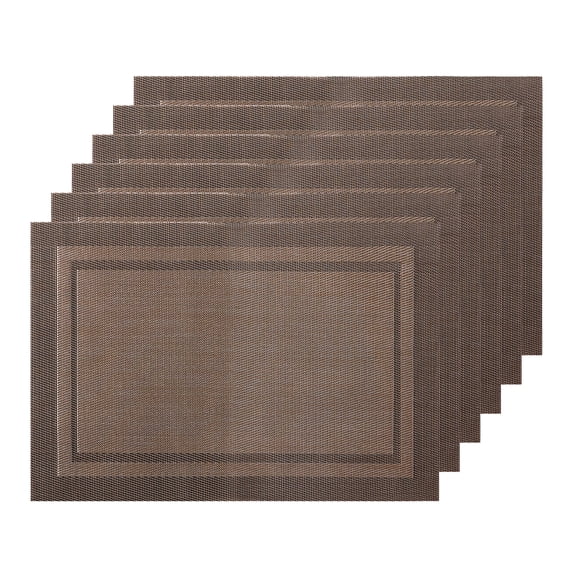 Unique Bargains Set of 6 Heat-resistant Washable Modern Polyvinyl Chloride Placemats Dark Coffee 18x12 Inch