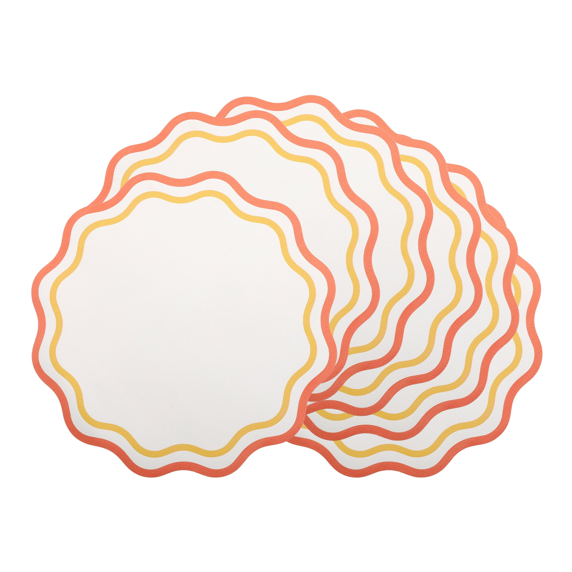 Unique Bargains Set of 6 Leather Placemats for Kitchen Dining Table Decor Yellow
