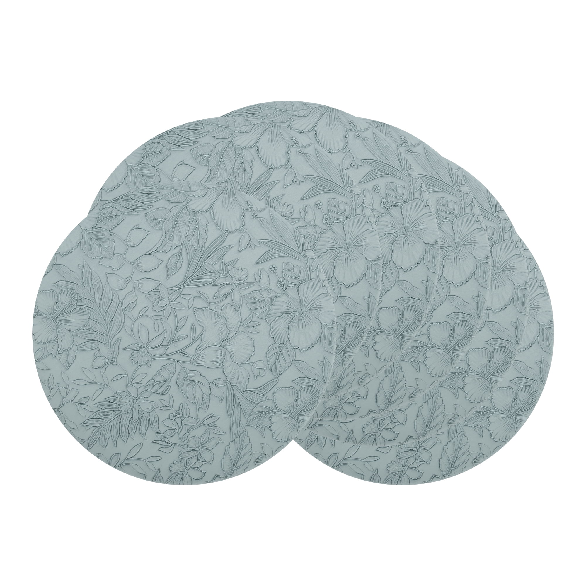 Unique Bargains Set of 6 Leather Round Placemats for Kitchen Dining Table Blue