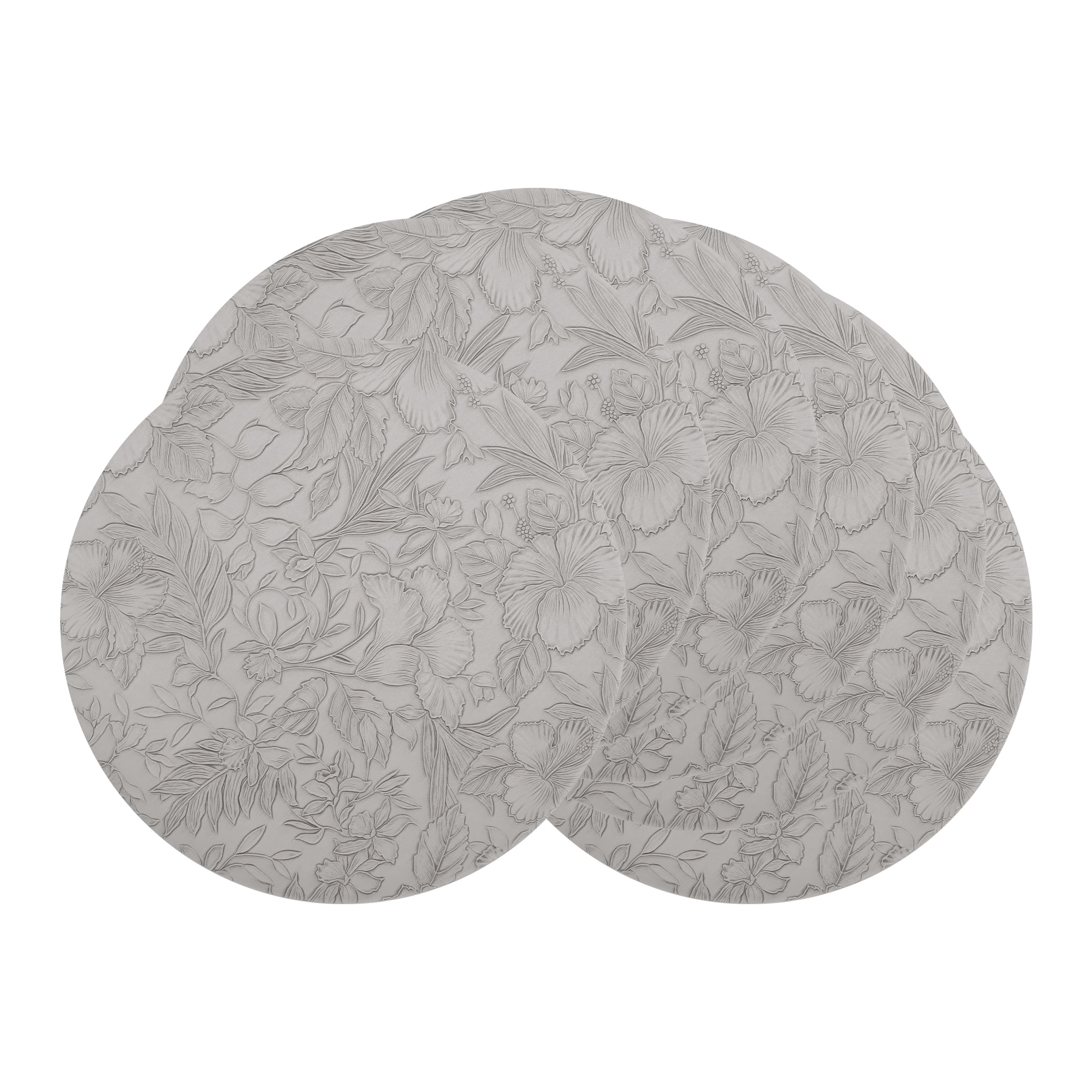 Unique Bargains Set of 6 Leather Round Placemats for Kitchen Dining Table Gray