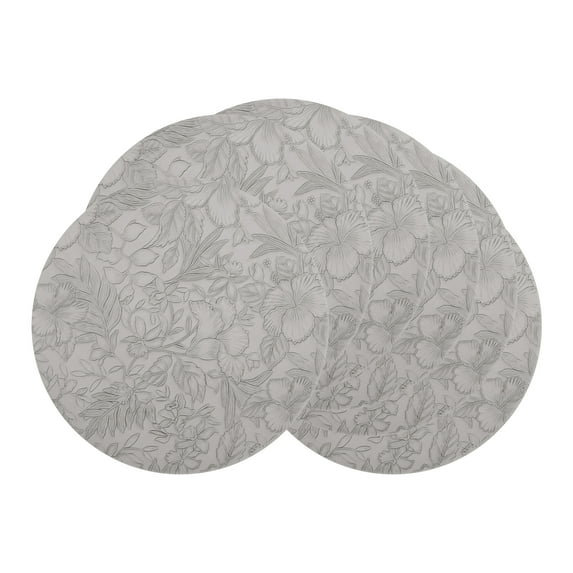 Unique Bargains Set of 6 Leather Round Placemats for Kitchen Dining Table Gray