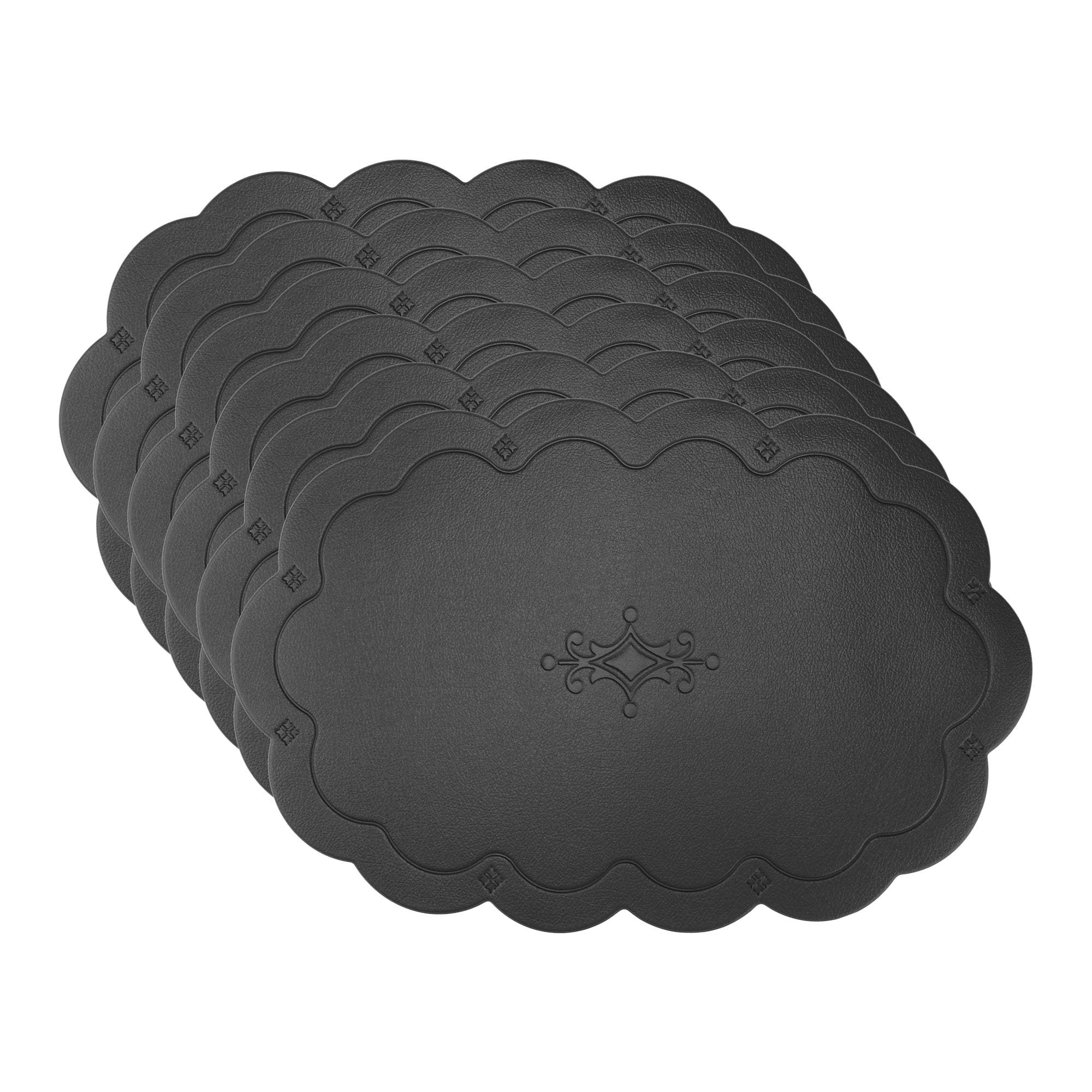 Unique Bargains Set of 6 Leather Waterproof Placemats for Kitchen Dining Table Black