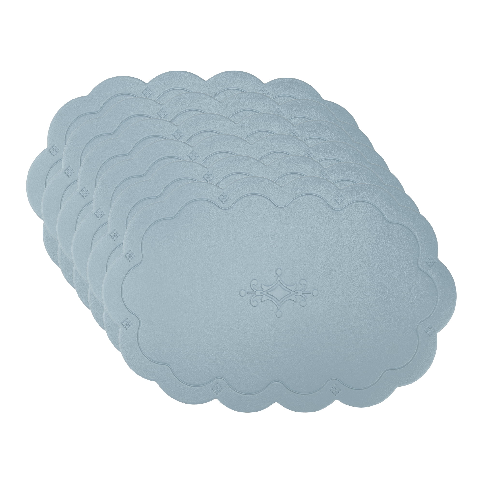 Unique Bargains Set of 6 Leather Waterproof Placemats for Kitchen Dining Table Blue