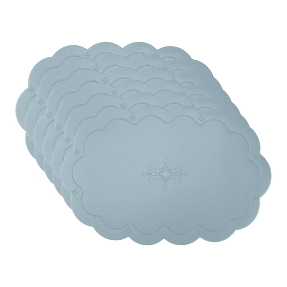 Unique Bargains Set of 6 Leather Waterproof Placemats for Kitchen Dining Table Blue