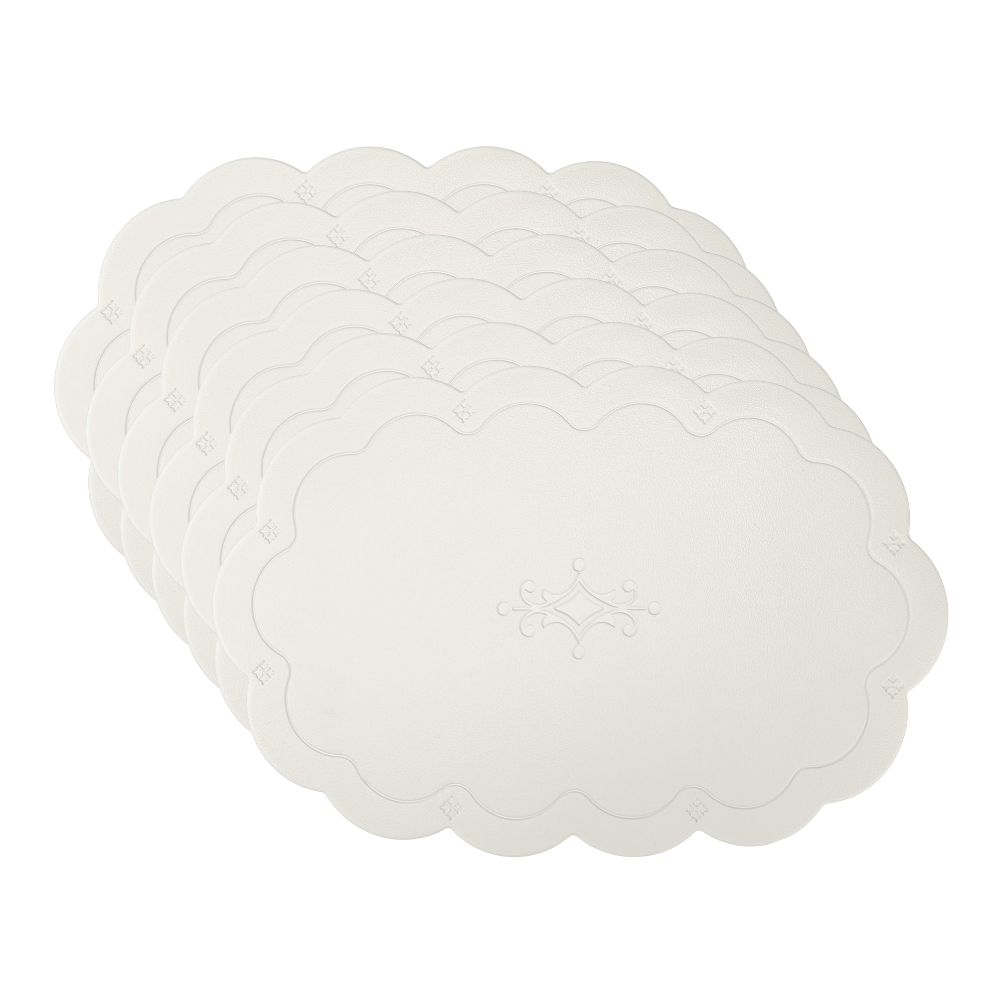 Unique Bargains Set of 6 Leather Waterproof Placemats for Kitchen Dining Table Light Gray