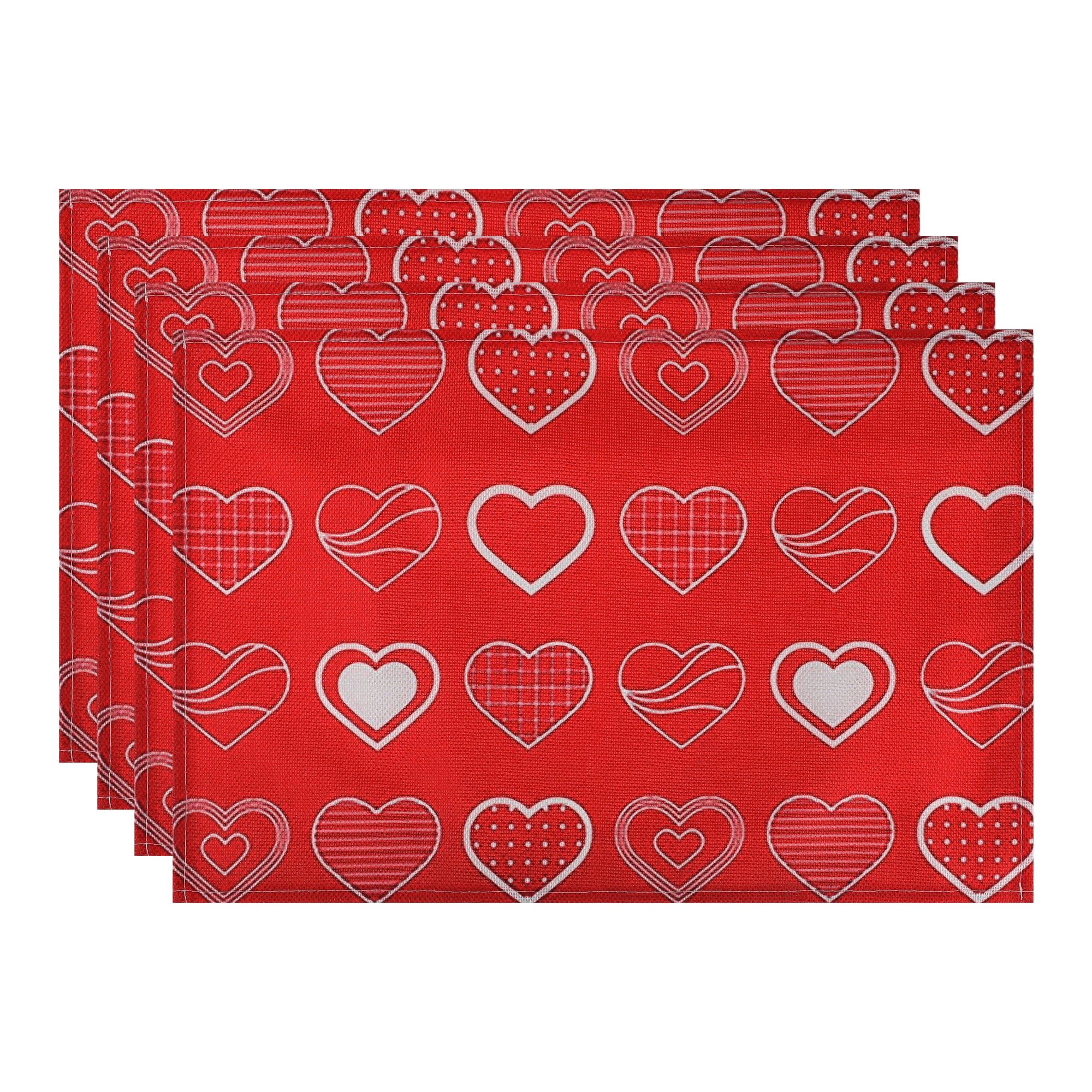 Unique Bargains Set of 6 Love Hearts Placemats for Anniversaries Heart