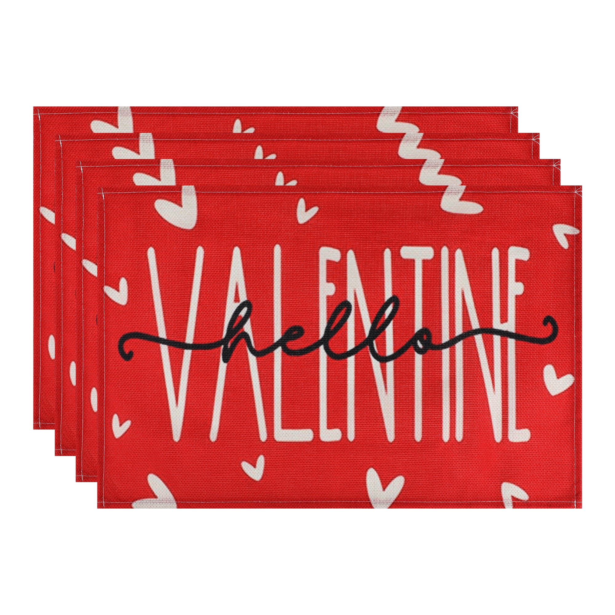 Unique Bargains Set of 6 Love Hearts Placemats for Anniversaries Valentine