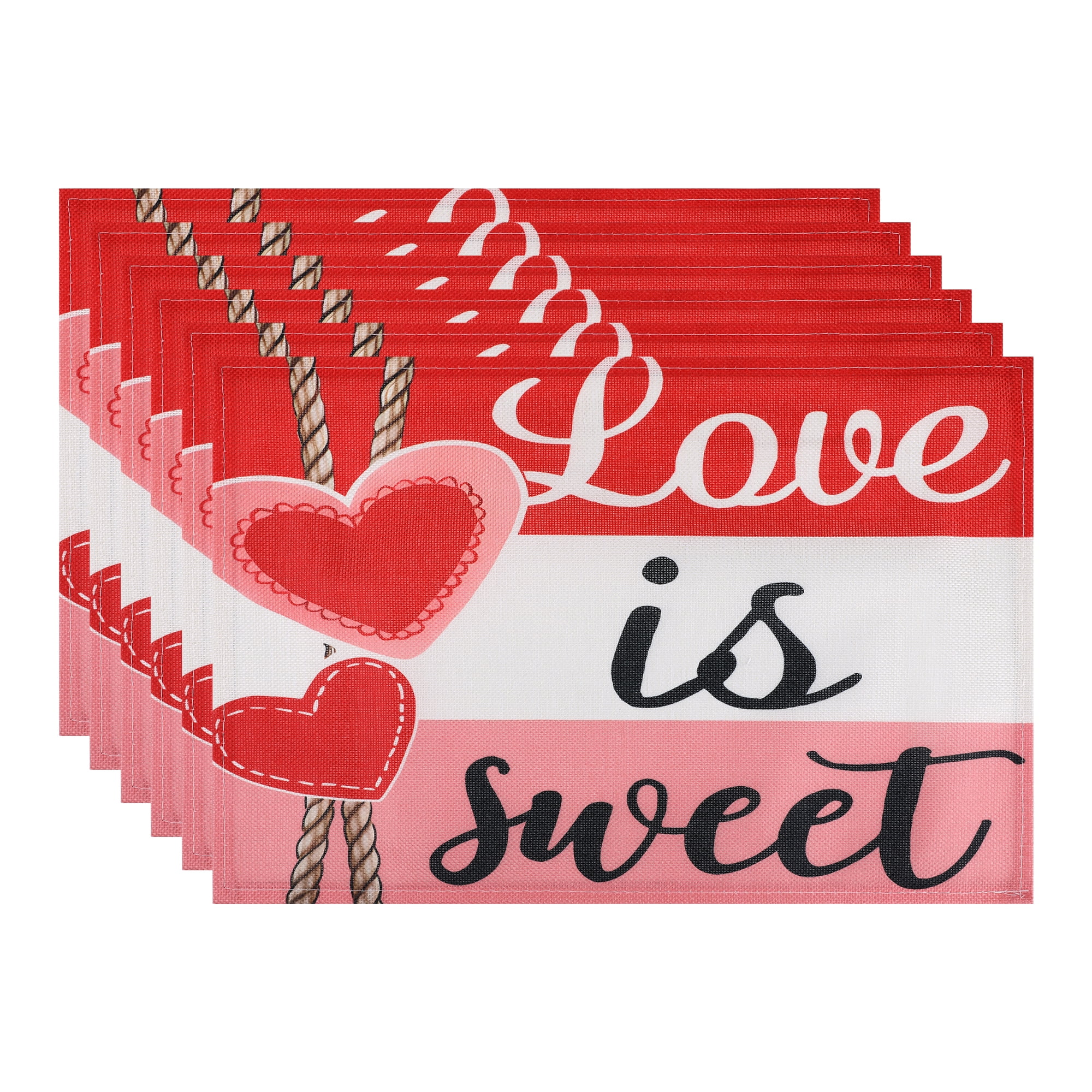 Unique Bargains Set of 6 Love Hearts Placemats for Dining Table Love is sweet