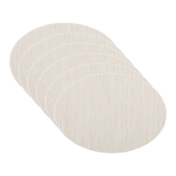 Unique Bargains Set of 6 Oval Placemats for Dining Table Decor Table Placemats Beige