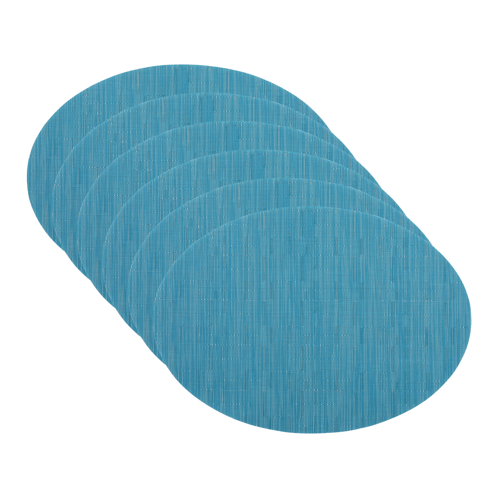Unique Bargains Set of 6 Oval Placemats for Dining Table Decor Table Placemats Blue