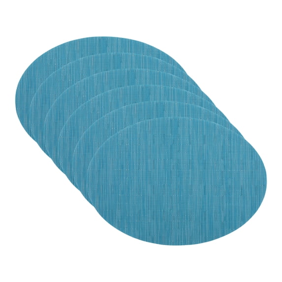 Unique Bargains Set of 6 Oval Placemats for Dining Table Decor Table Placemats Blue