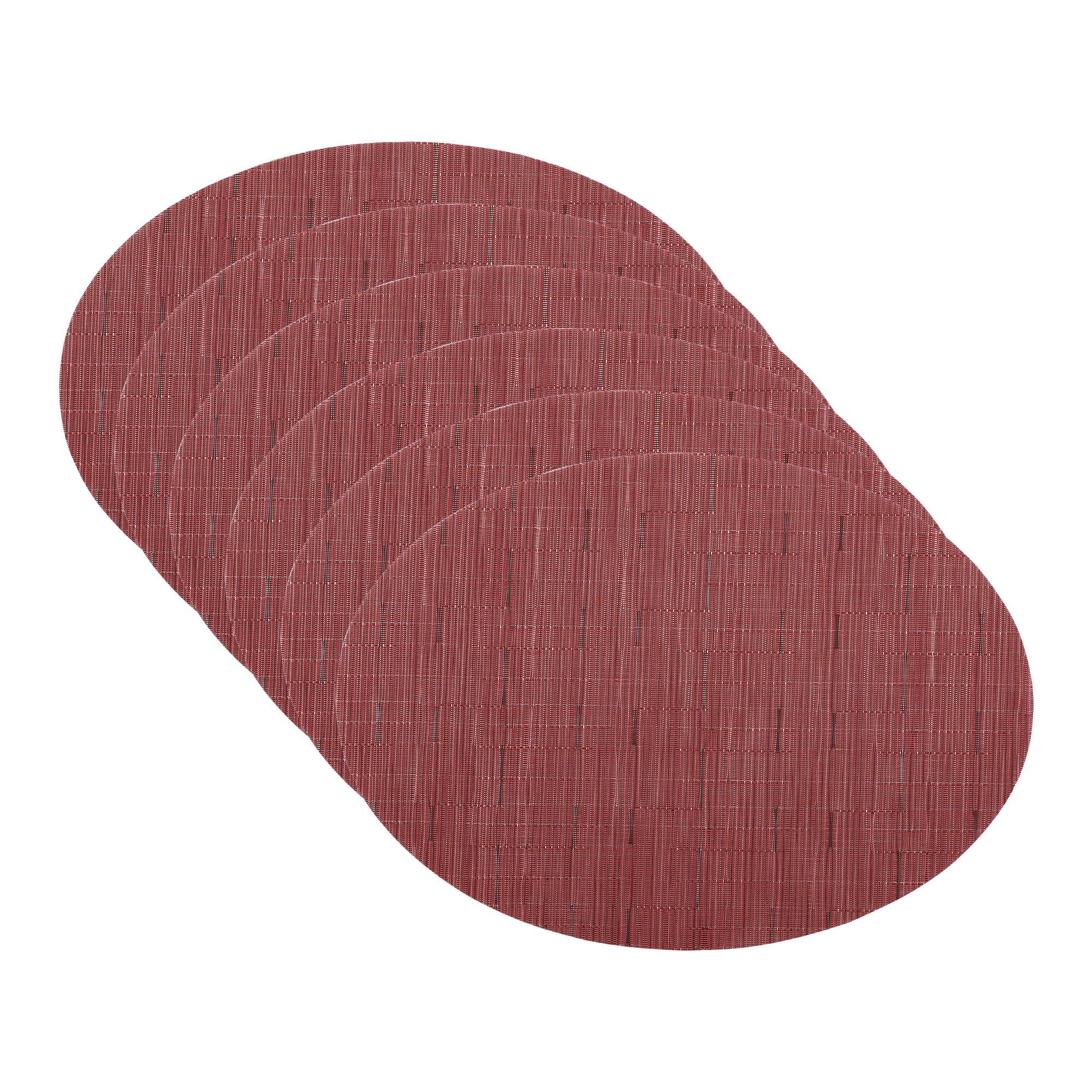 Unique Bargains Set of 6 Oval Placemats for Dining Table Decor Table Placemats Burgundy