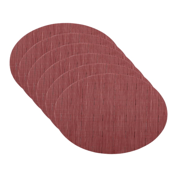 Unique Bargains Set of 6 Oval Placemats for Dining Table Decor Table Placemats Burgundy