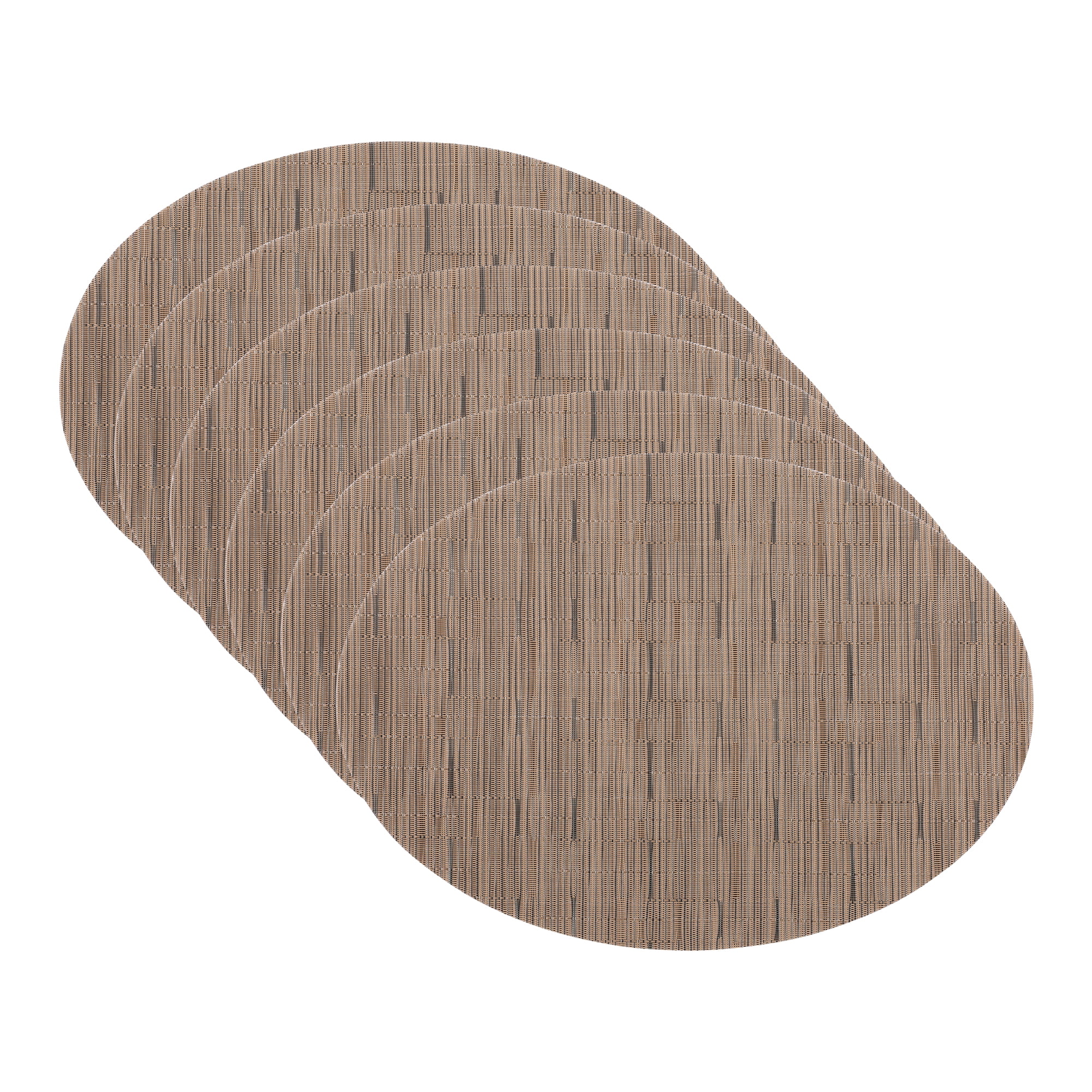 Unique Bargains Set of 6 Oval Placemats for Dining Table Decor Table Placemats Light Brown