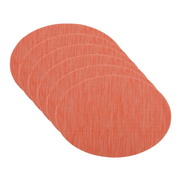Unique Bargains Set of 6 Oval Placemats for Dining Table Decor Table Placemats Orange
