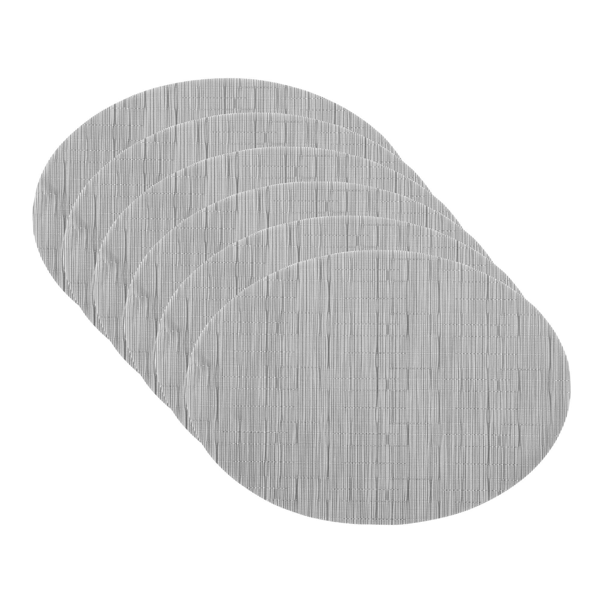 Unique Bargains Set of 6 Oval Placemats for Dining Table Decor Table Placemats Silver Gray