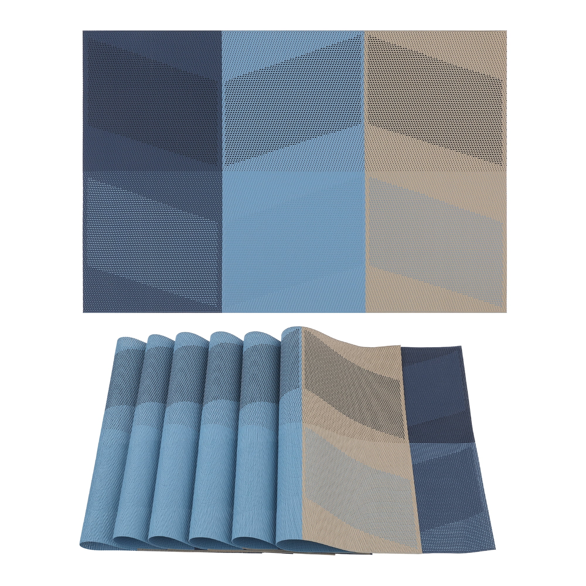 Unique Bargains Set of 6 Placemats for Dining Table Decor Wipeable Table Mat Blue