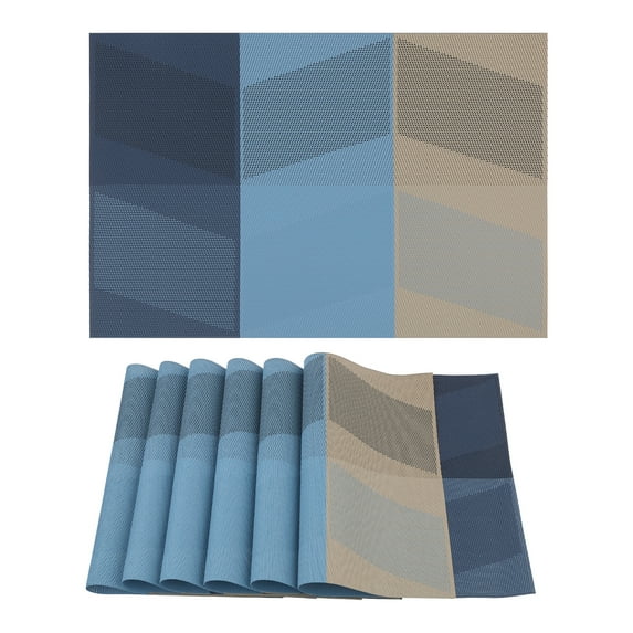 Unique Bargains Set of 6 Placemats for Dining Table Decor Wipeable Table Mat Blue