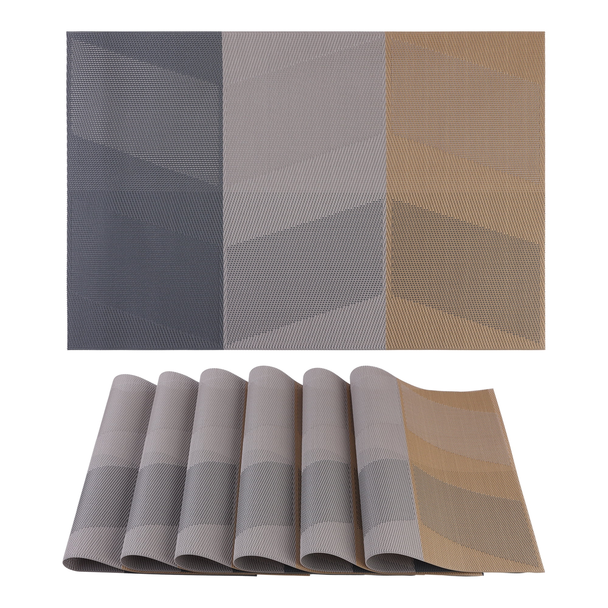 Unique Bargains Set of 6 Placemats for Dining Table Decor Wipeable Table Mat Brown