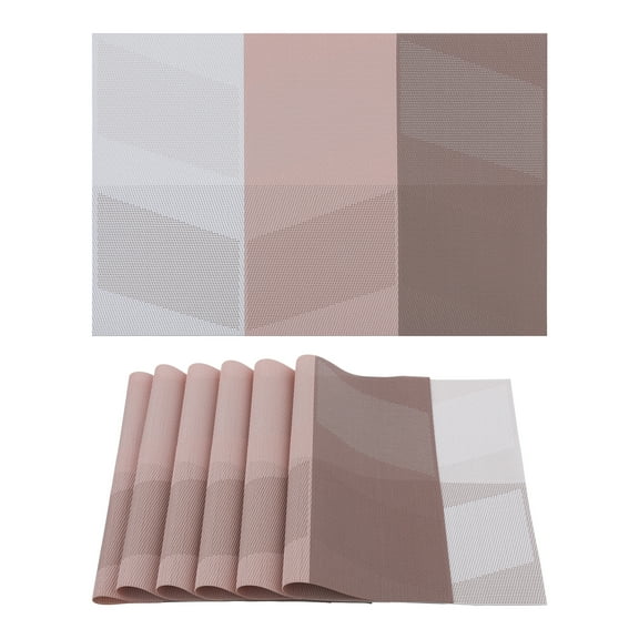 Unique Bargains Set of 6 Placemats for Dining Table Decor Wipeable Table Mat Light Pink