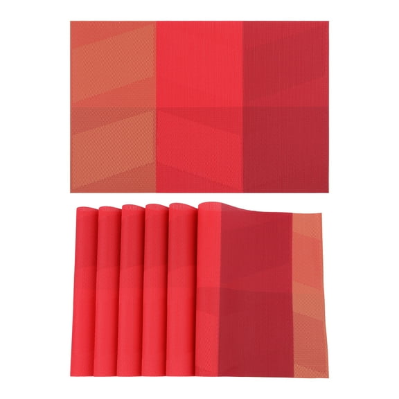 Unique Bargains Set of 6 Placemats for Dining Table Decor Wipeable Table Mat Red