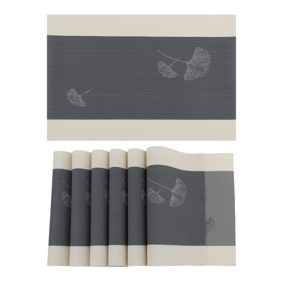 Unique Bargains Set of 6 Placemats for Kitchen Dining Table Decor Brown