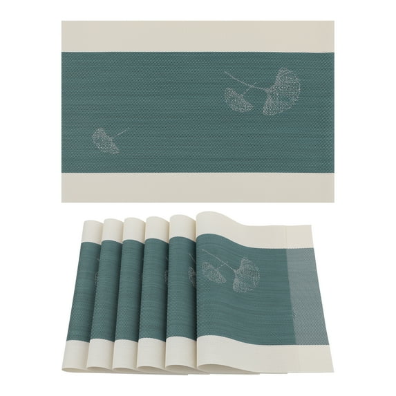 Unique Bargains Set of 6 Placemats for Kitchen Dining Table Decor Green